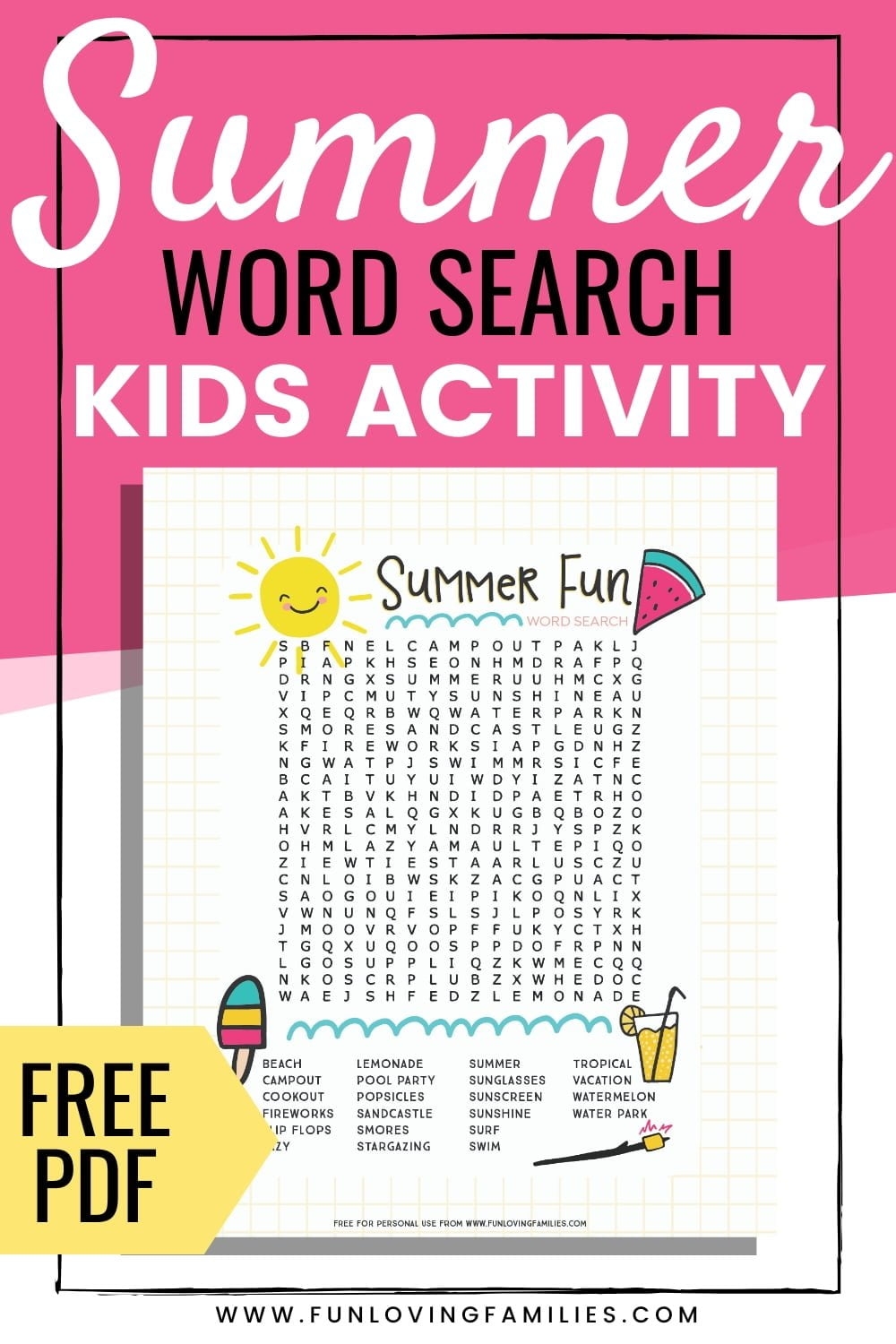 Summer Fun Printable Word Search Summer Fun Printable Word Search