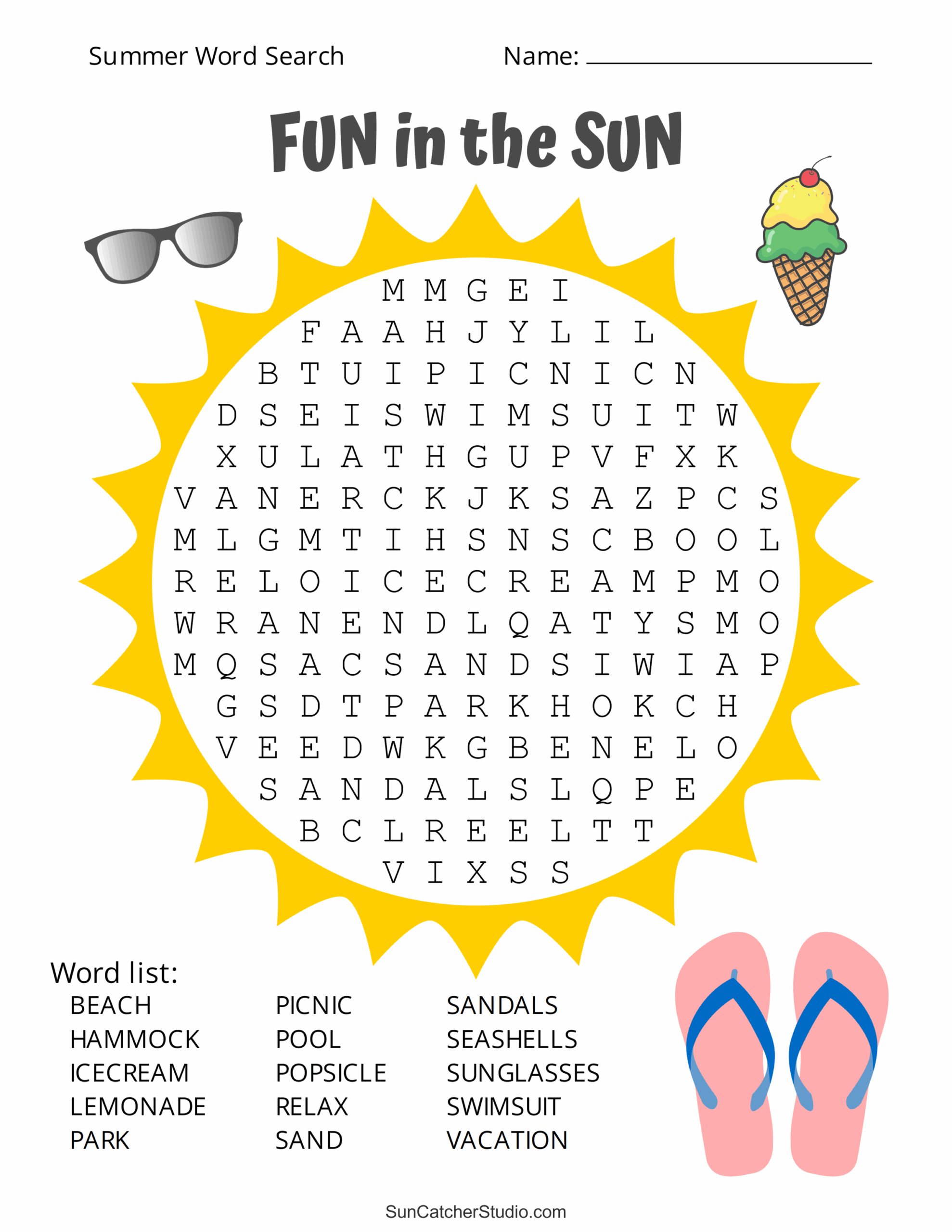 Summer Word Search Free Printable Puzzles Free Printables Monograms Design Tools Patterns DIY Projects