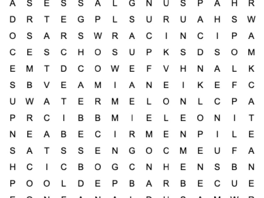 Summer Word Search Printable Free Word Search Answer Key