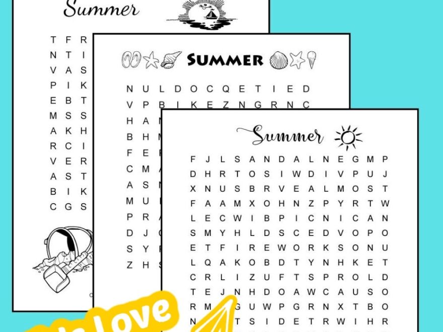 Summer Word Search Puzzles For Kids