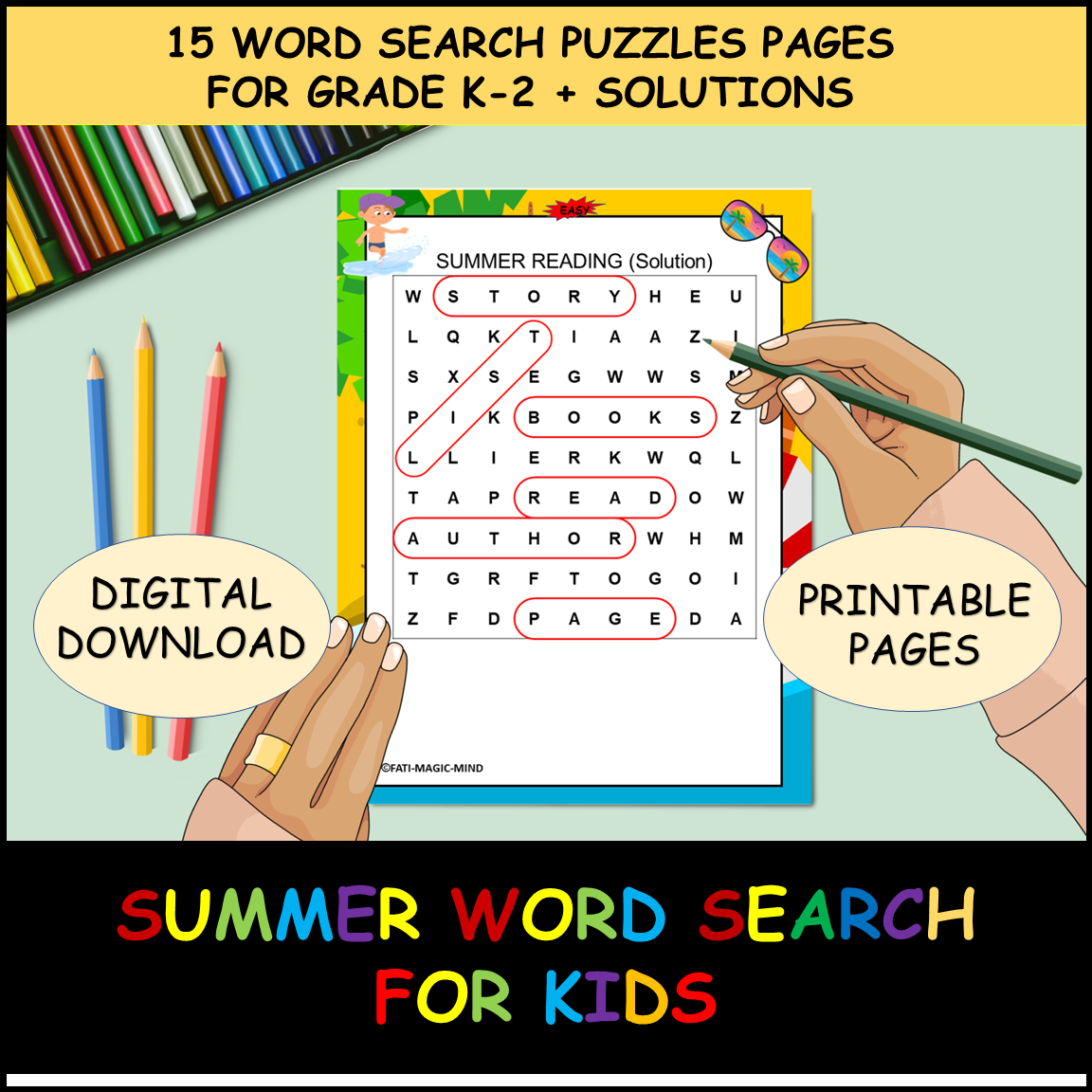 Summer Word Search Puzzles Grade K 2 15 Fun End Of Year Printable Pages Made By Teachers