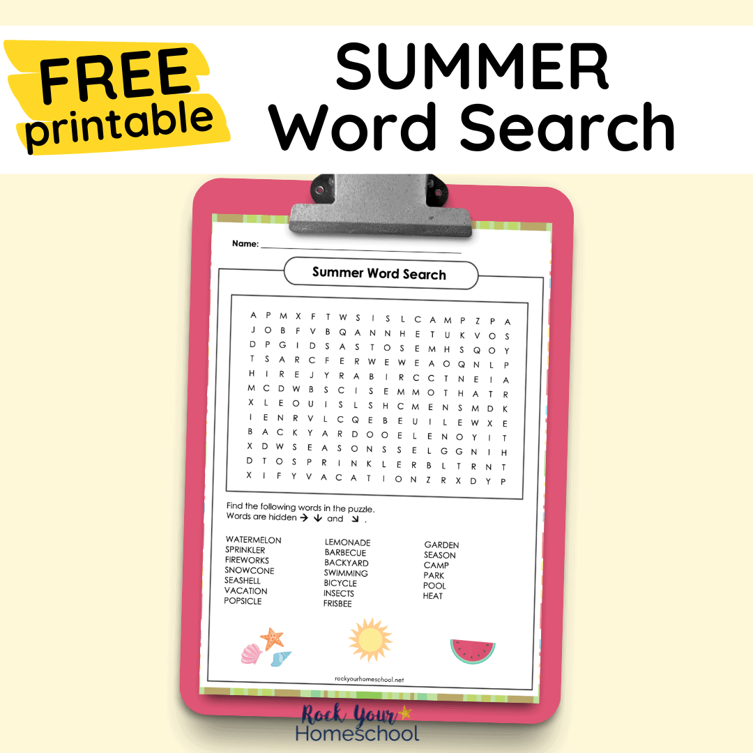 Summer Word Search Rock Your Homeschool