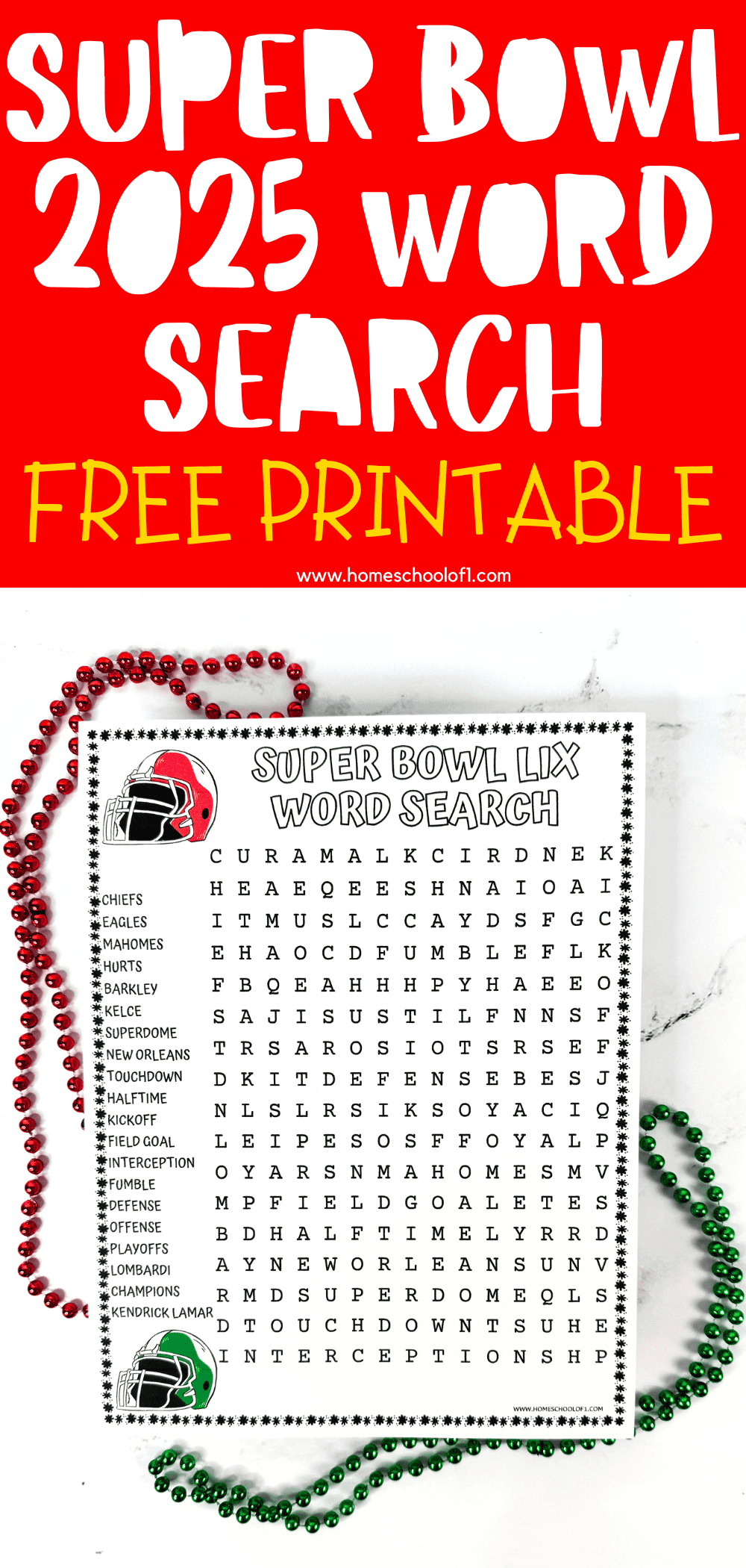 Super Bowl Word Search Printable For Kids