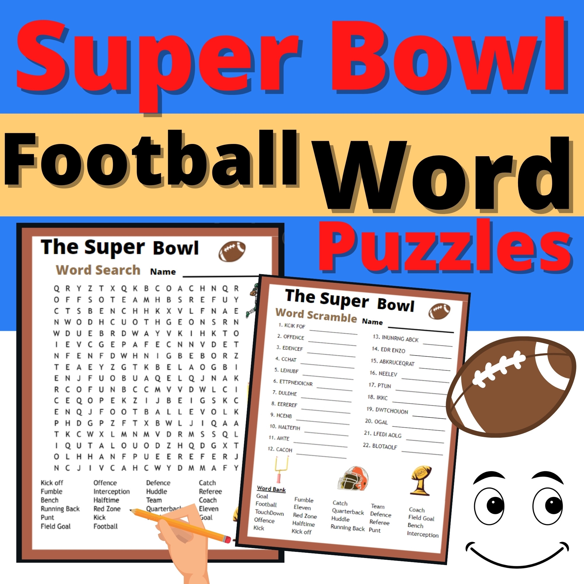 Super Bowl Word Search Football Puzzles Vocabulary Activity No Prep Fun Friday Classful