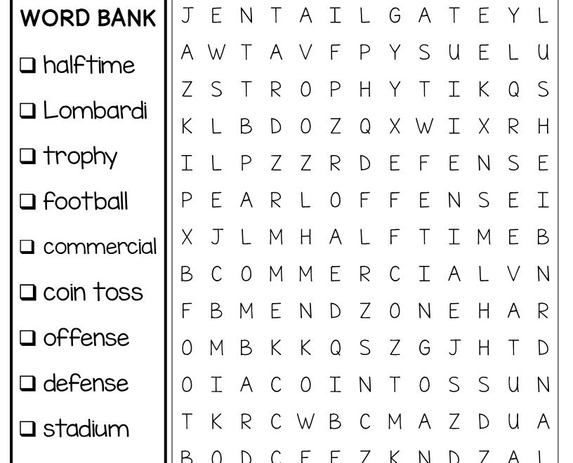 Super Bowl Word Search Teaching Second Grade