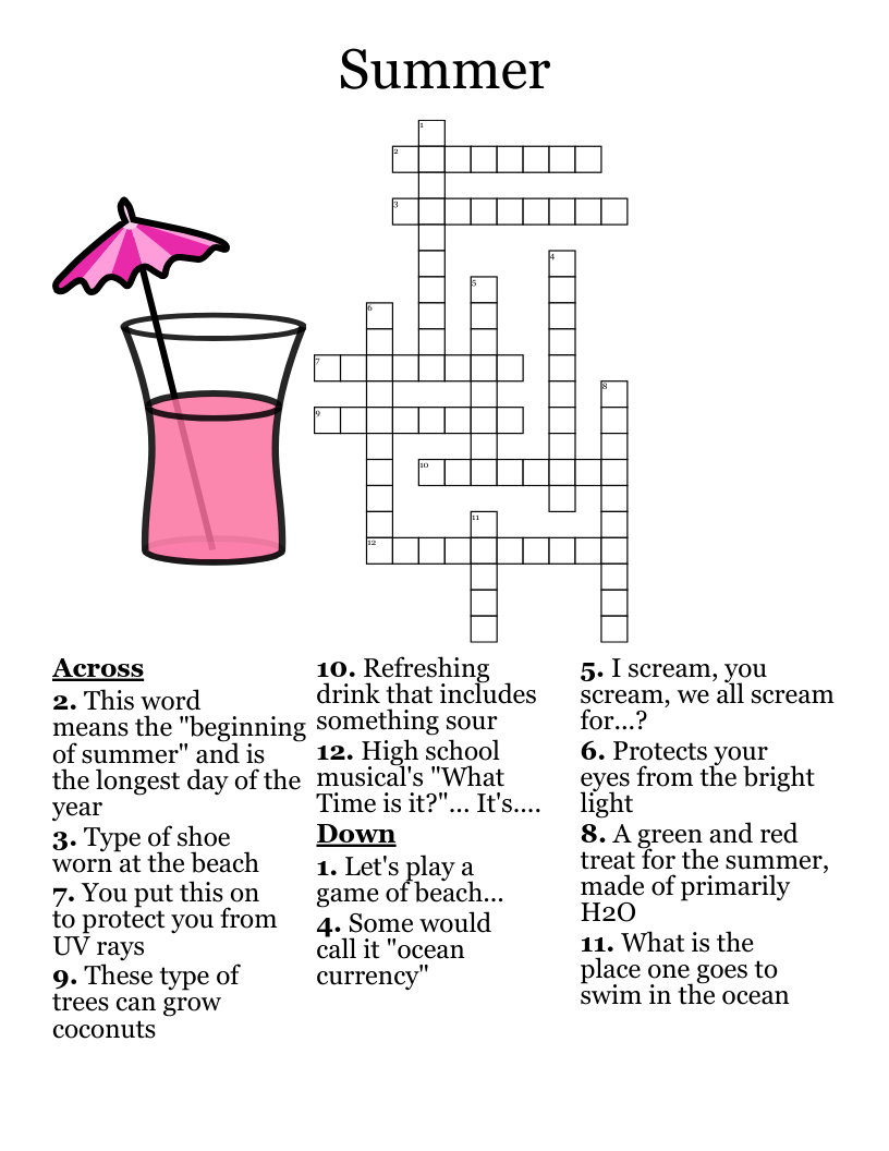 Super Summer Word Search WordMint