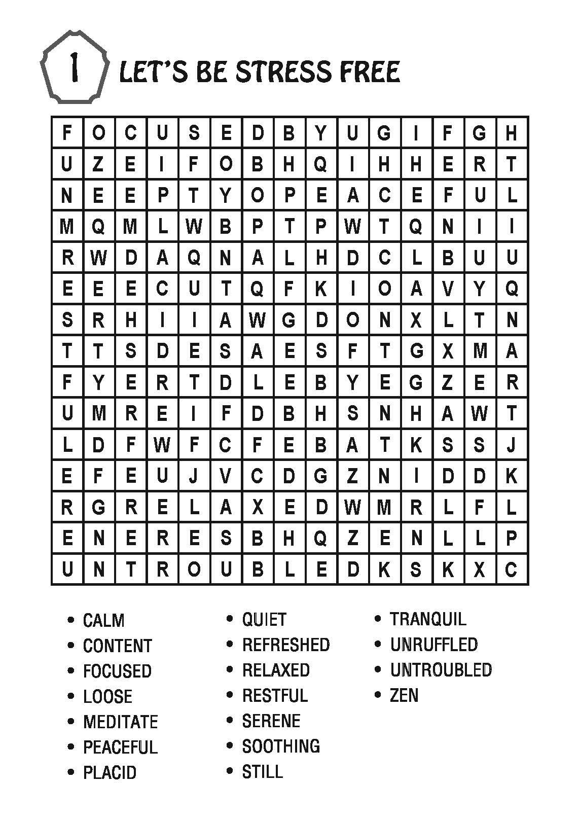Stress Word Search Printable