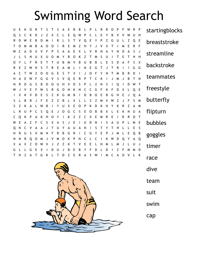 SWIMMING TERMS Word Search WordMint