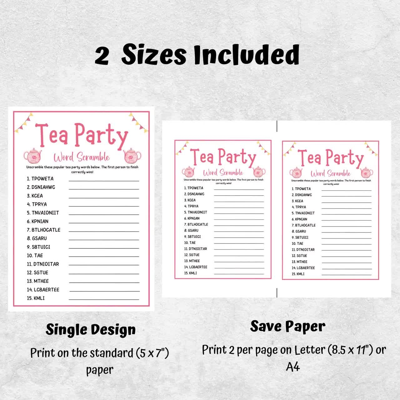 Mother Dauther Tea Party Word Search Printable