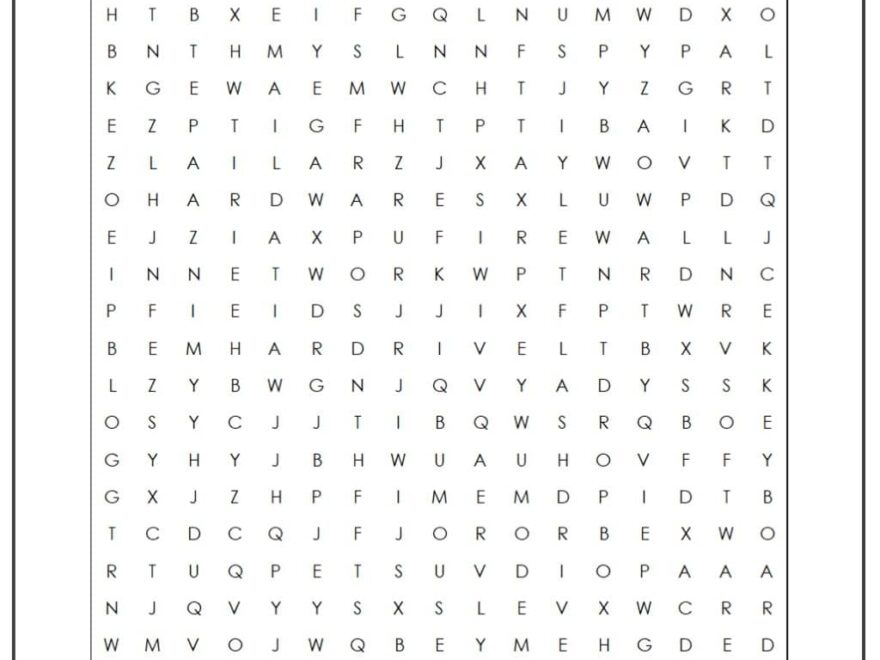 Technology Word Search Monster Word Search Worksheets Library