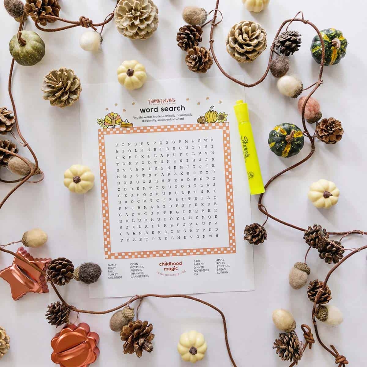 Thanksgiving Word Search Childhood Magic