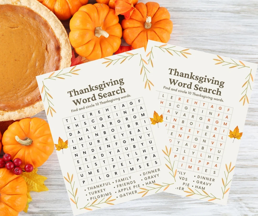 Thanksgiving Word Search Digital Download For Children Holiday Activities Etsy