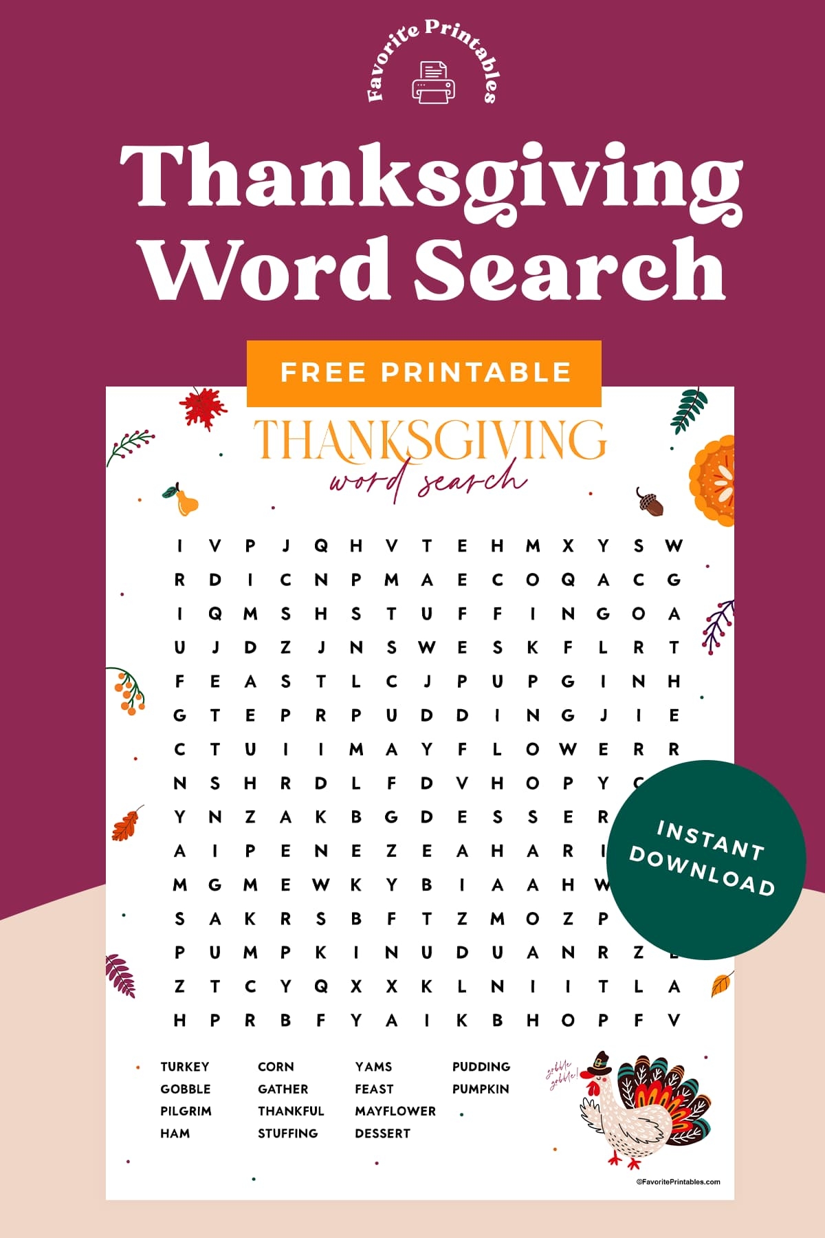 thanksgiving word search free printable for kids favorite printables