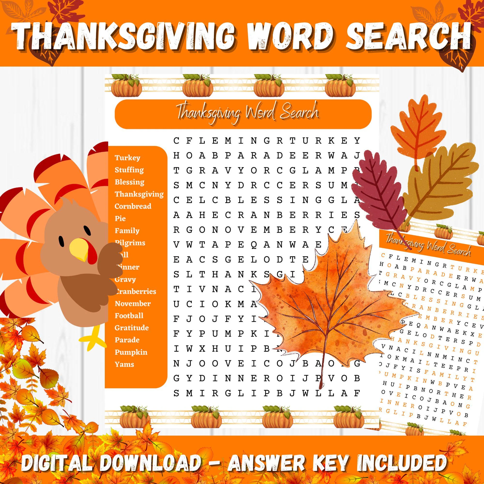Thanksgiving Word Search Game Thanksgiving Activity For Kids Thanksgiving Printable Game Fall Word Puzzle Word Search For Adults Etsy
