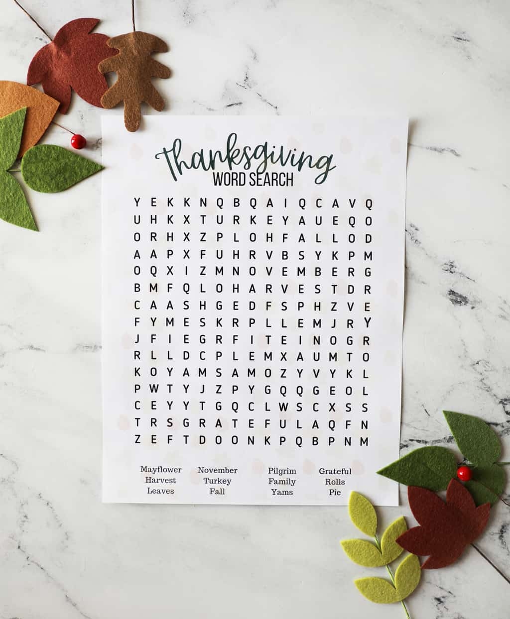 Printable Harvest Word Search