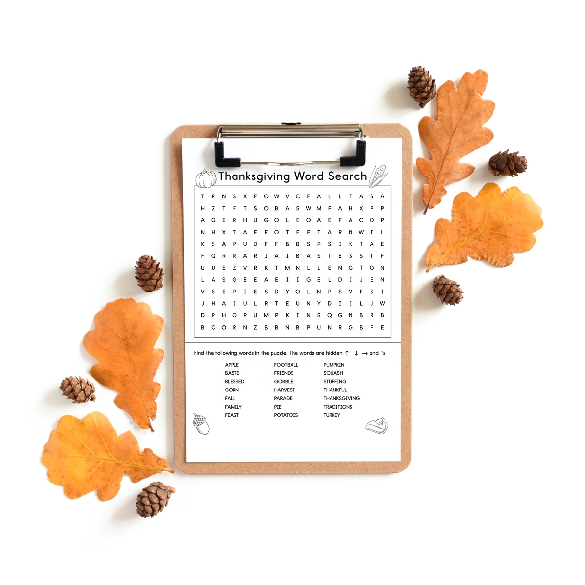 Thanksgiving Word Search Printable Set 3 Varying Levels Of Difficulty Included