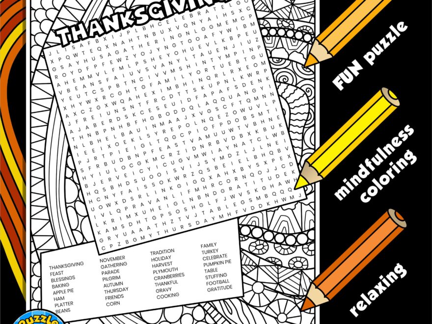 Thanksgiving Word Search Puzzle Activity Page With Coloring Give Thanks Made By Teachers
