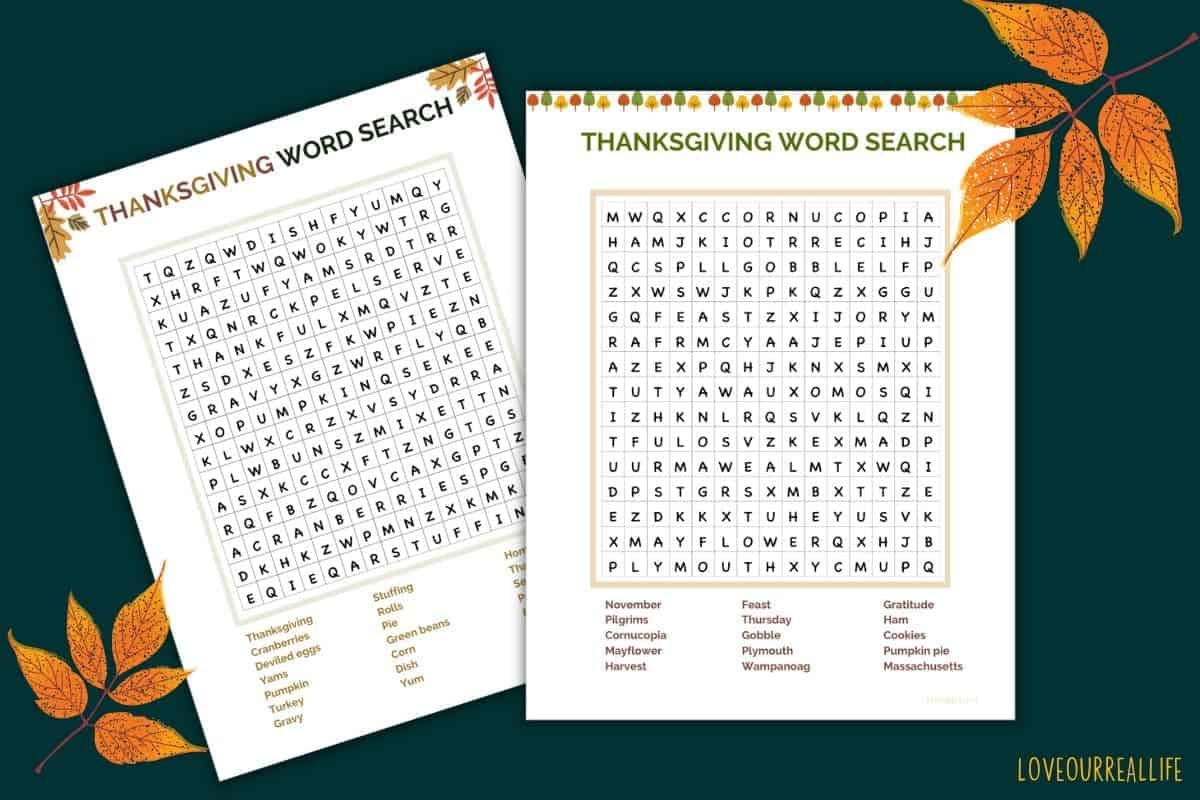 Free Printable Word Search Give Thanks Puzzles