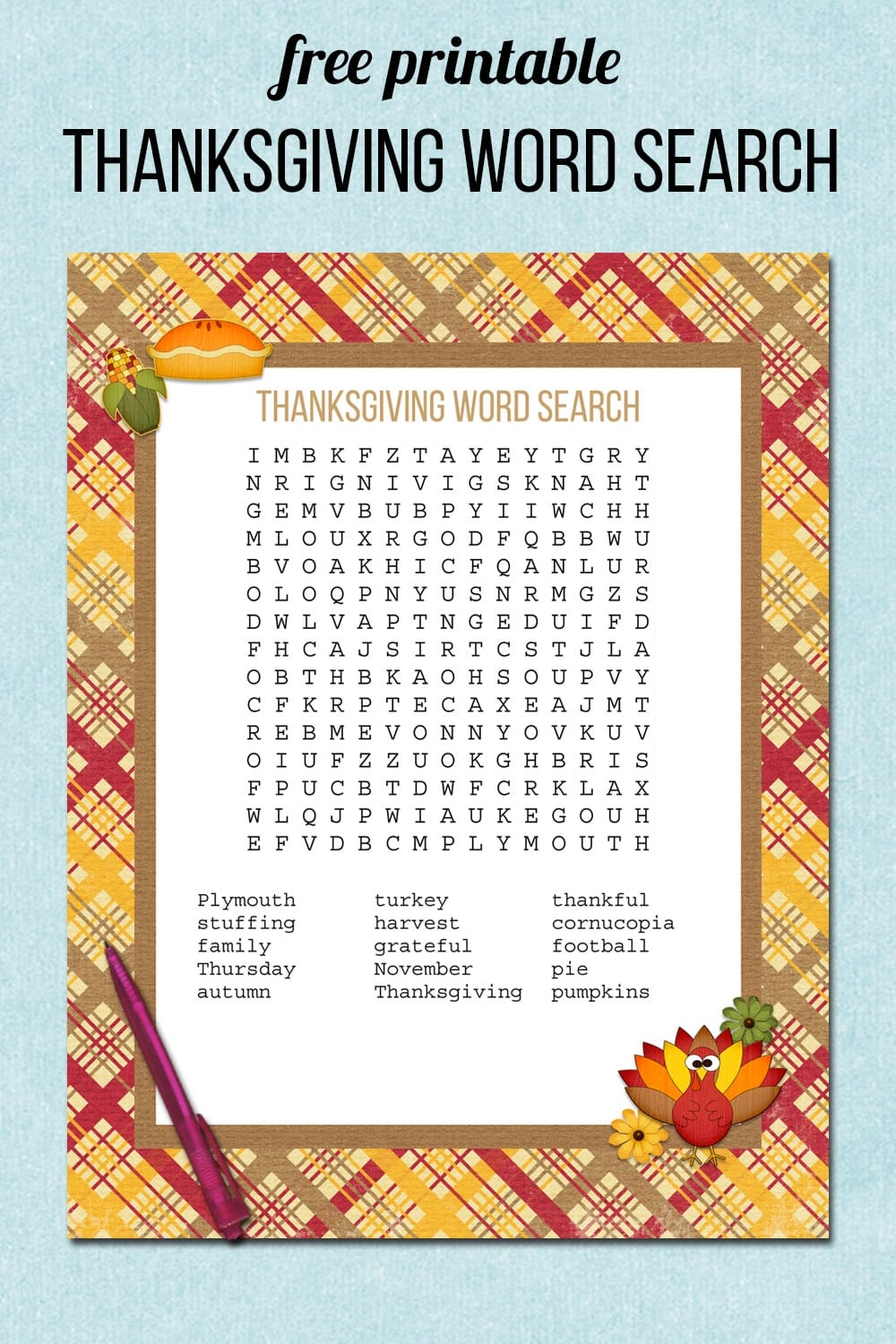 Thanksgiving Word Search