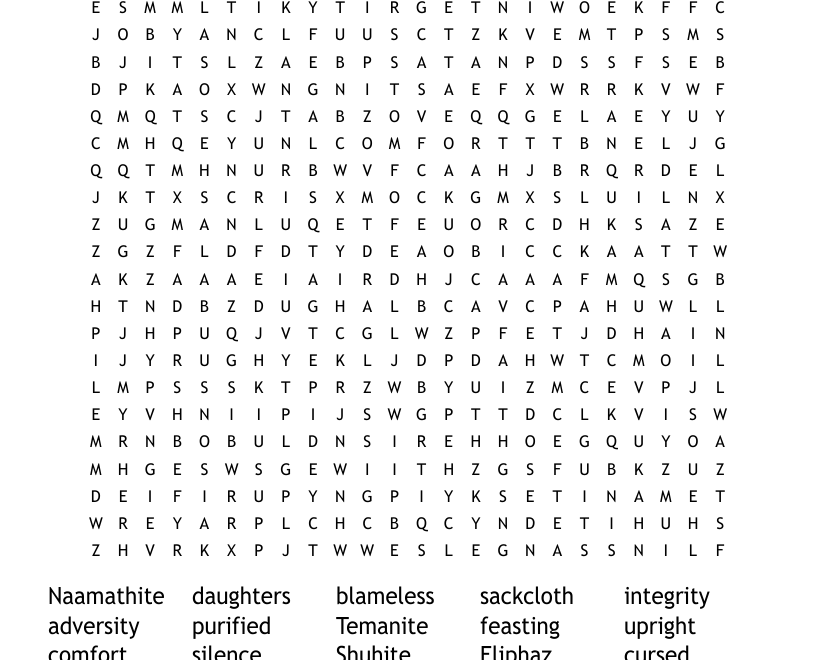 The Book Of Job Word Search WordMint