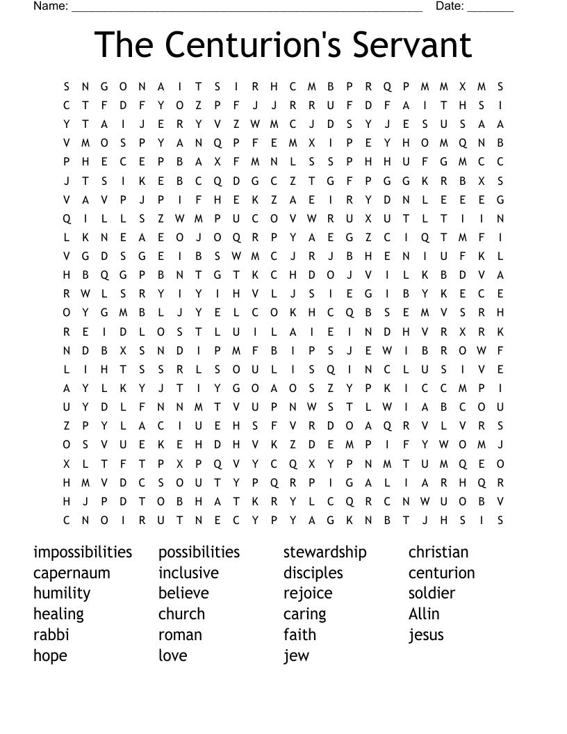 The Centurion s Servant Word Search WordMint