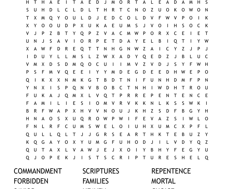 THE FALL OF ADAM AND EVE Word Search WordMint