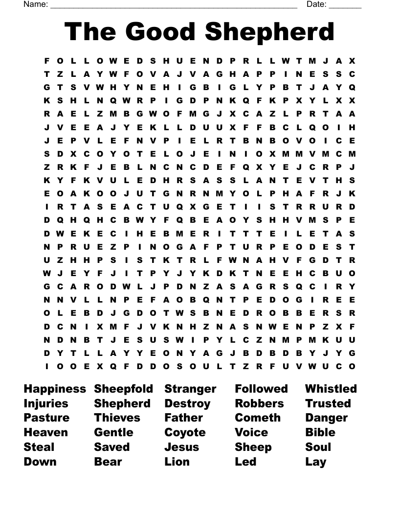 The Good Shepherd Word Search WordMint
