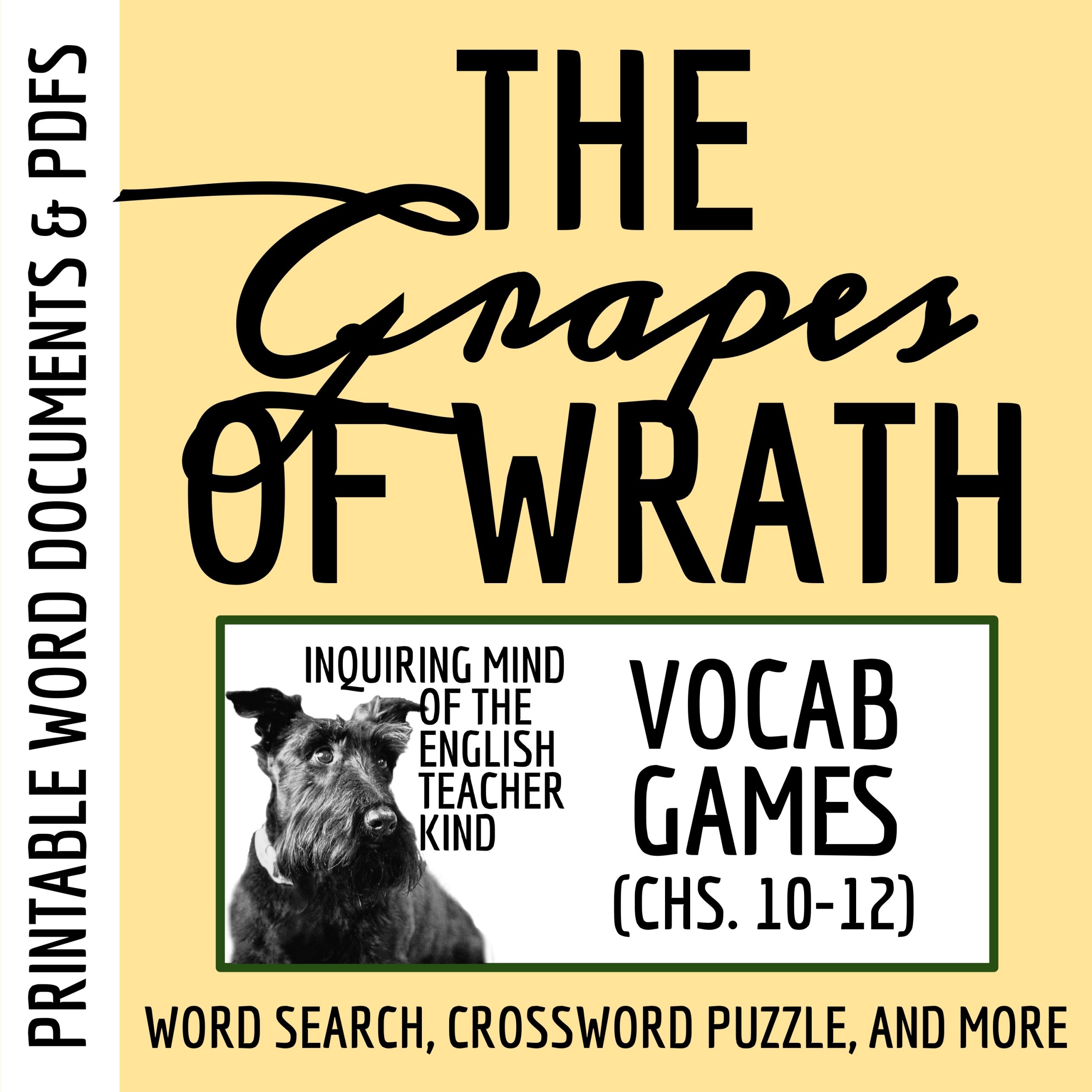 the grapes of wrath vocabulary games for chapters 10 11 and 12 made by teachers