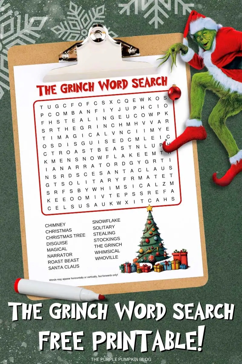 The Grinch Word Search Free Printable