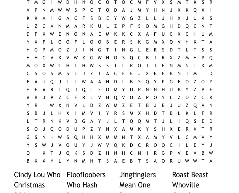 The GRINCH Word Search WordMint