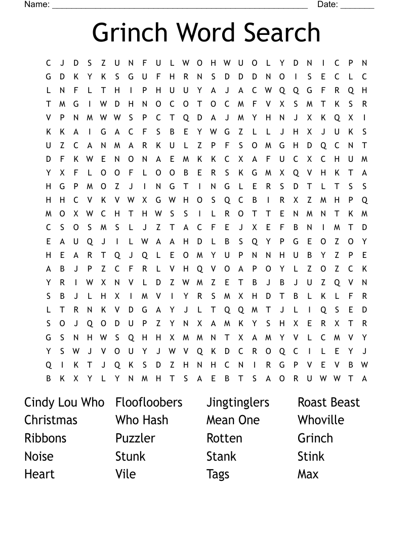 The GRINCH Word Search WordMint