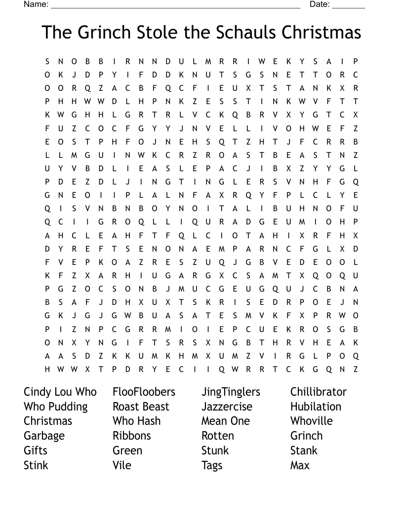 The GRINCH Word Search WordMint