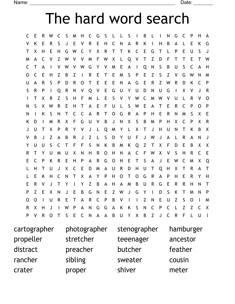 Create Word Search Puzzles Printable Free