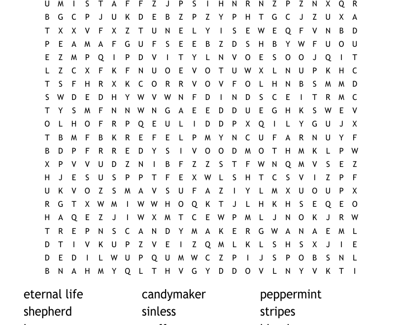 The Legend Of The Candy Cane Word Search WordMint