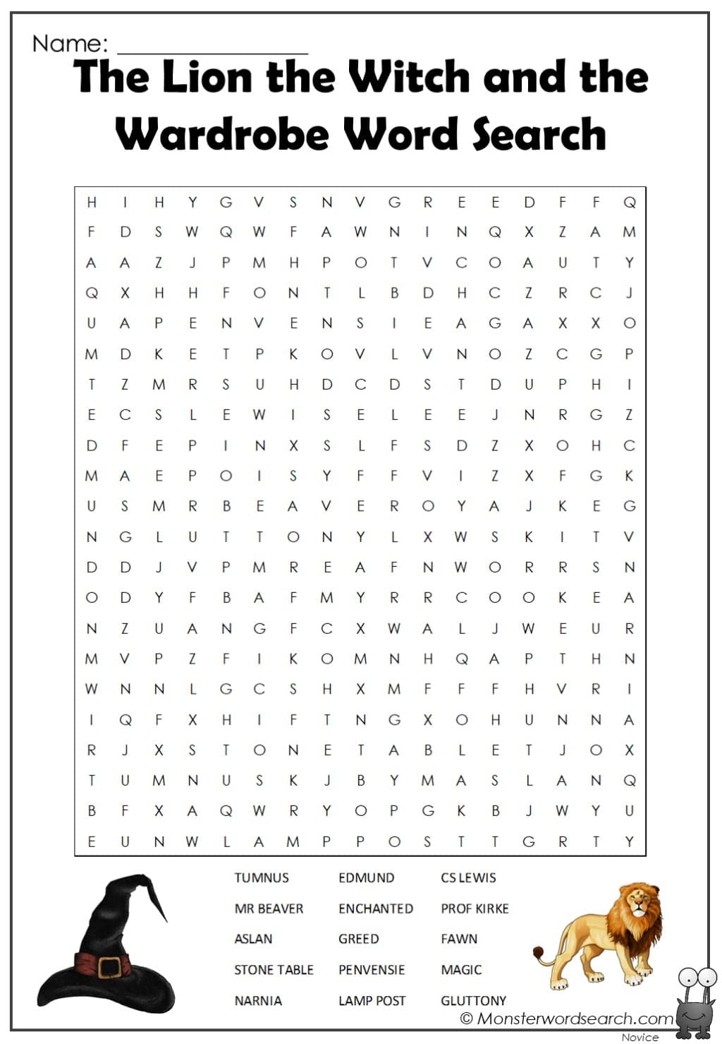 Narnia Word Search Printable