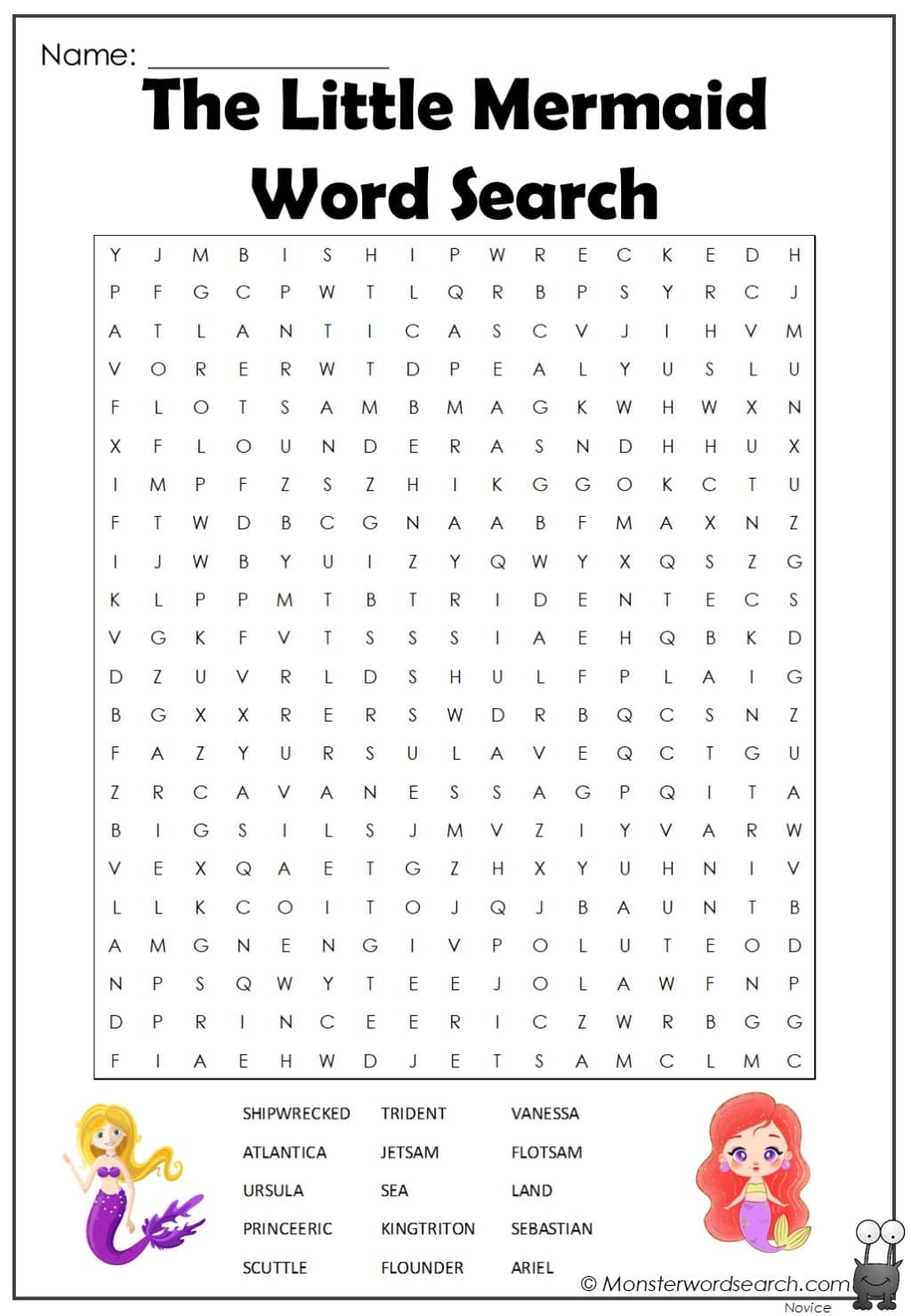 Free Printable Mermaid Word Search