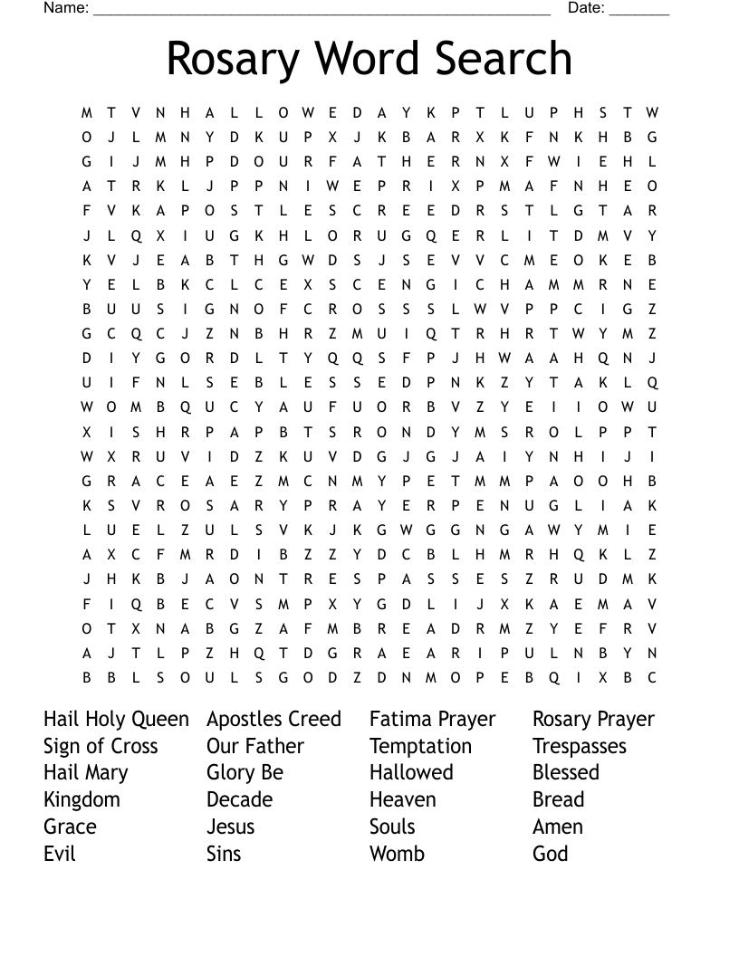 The Lords Prayer Our Father Word Search Printable Worksheets Library
