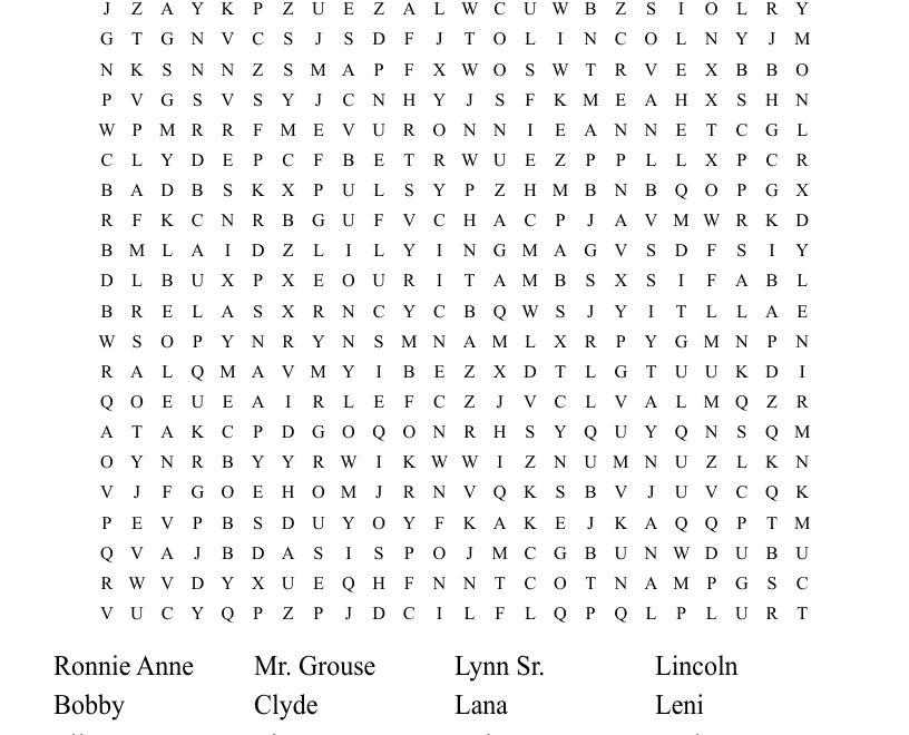 The Loud House Word Search WordMint