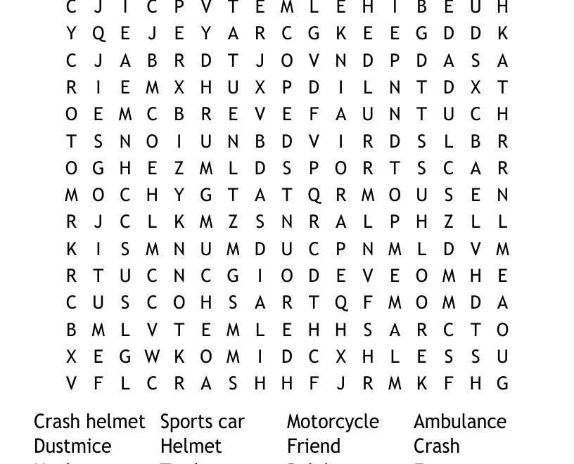 The Mouse And The Motorcycle Word Search WordMint