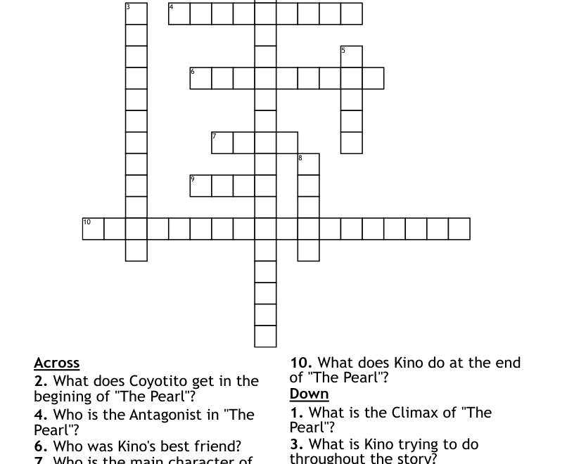 The Pearl By John Steinbeck Crossword WordMint