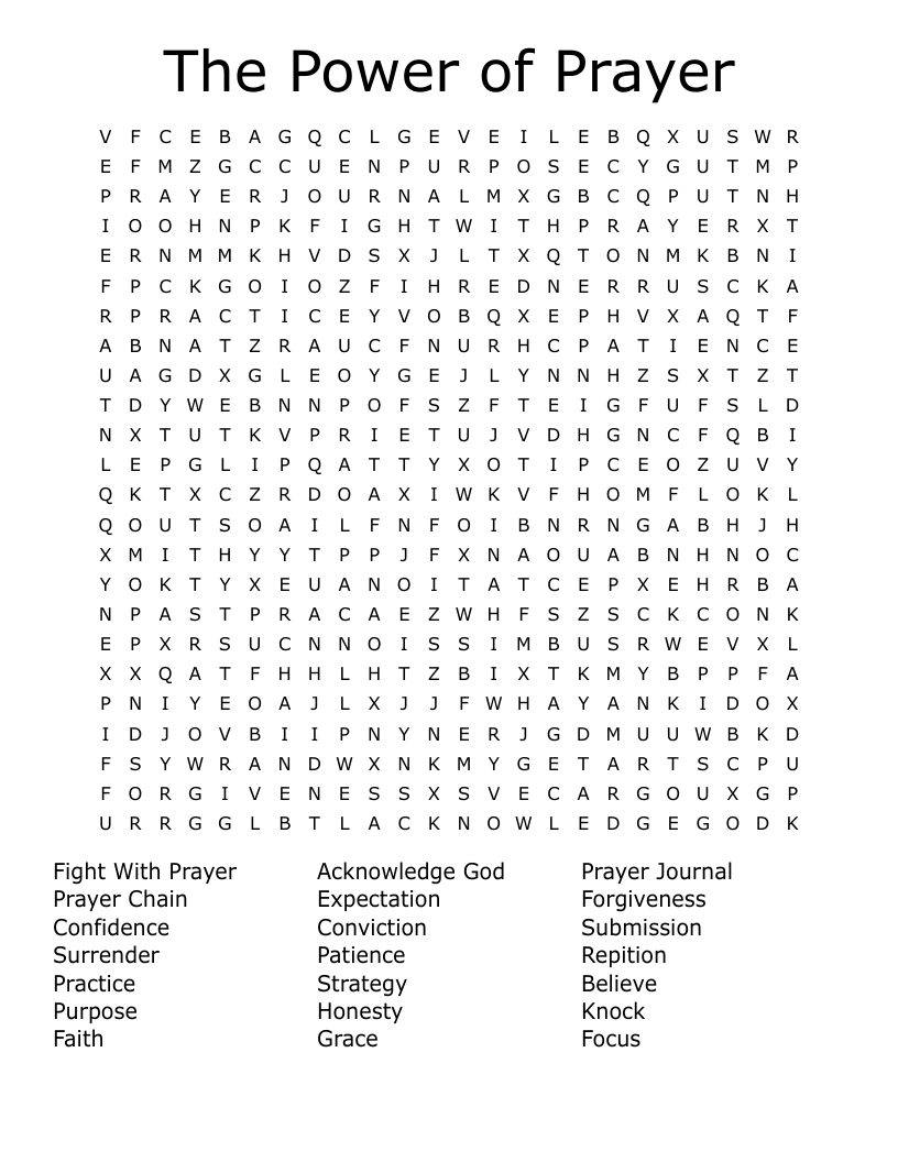 The Power Of Prayer Word Search WordMint