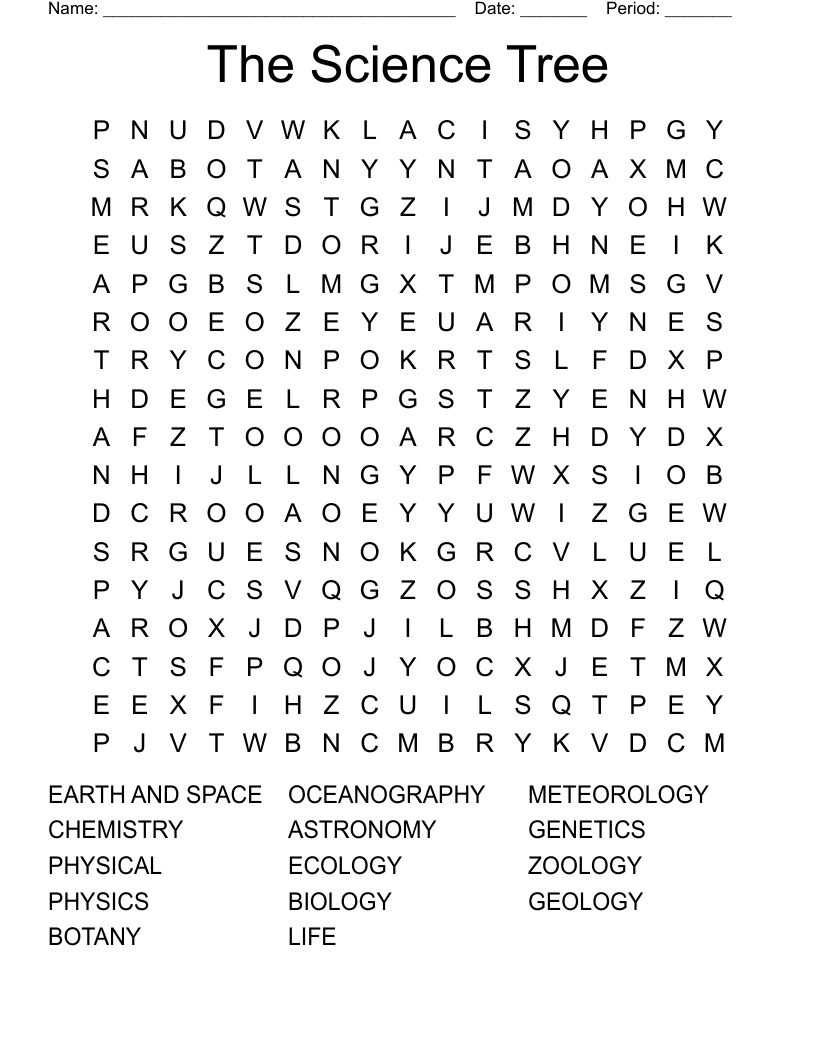 The Science Tree Word Search WordMint