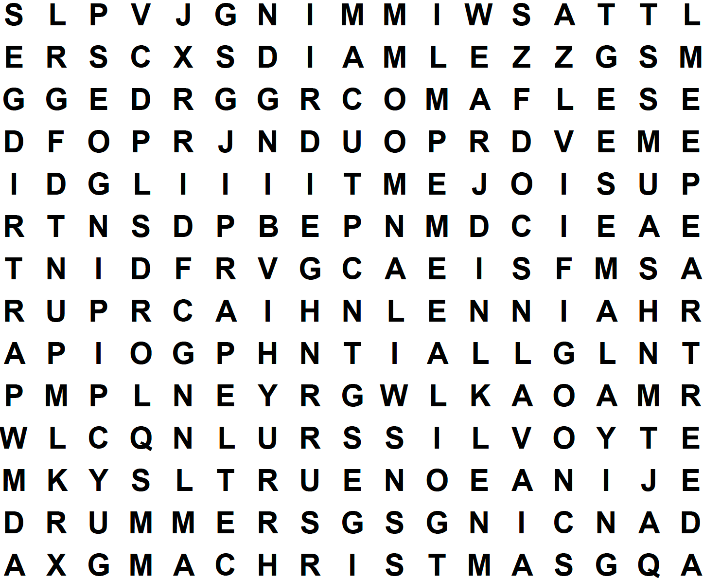 The Twelve Days Of Christmas Large Print Word Search Puzzle