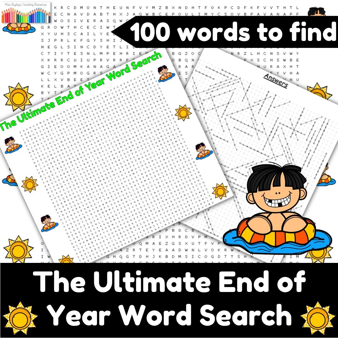 The Ultimate End Of The School Year Word Search Puzzle Worksheet 100 Words Made By Teachers