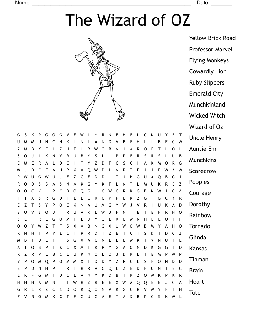The Wizard Of OZ Word Search WordMint The Wizard Of OZ Word Search WordMint