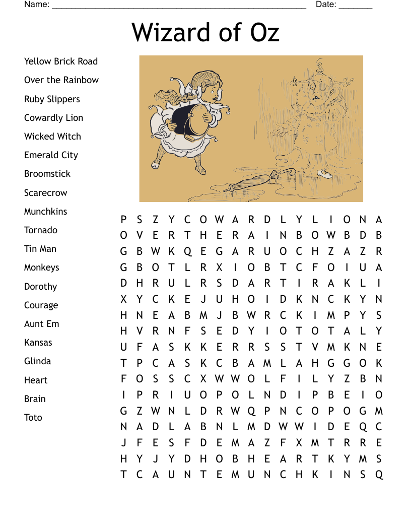 The Wizard Of Oz Word Search WordMint The Wizard Of Oz Word Search WordMint