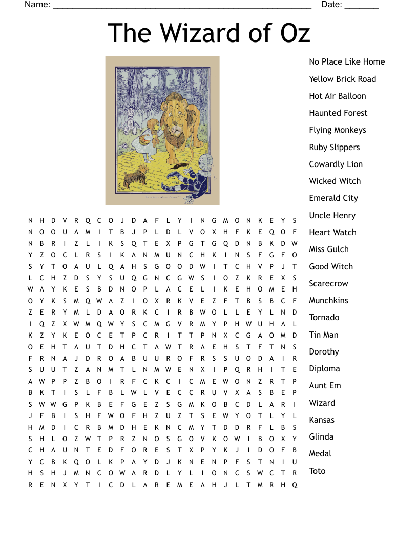 The Wizard Of Oz Word Search WordMint The Wizard Of Oz Word Search WordMint