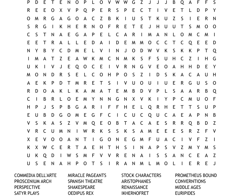 Theatre History Word Search WordMint
