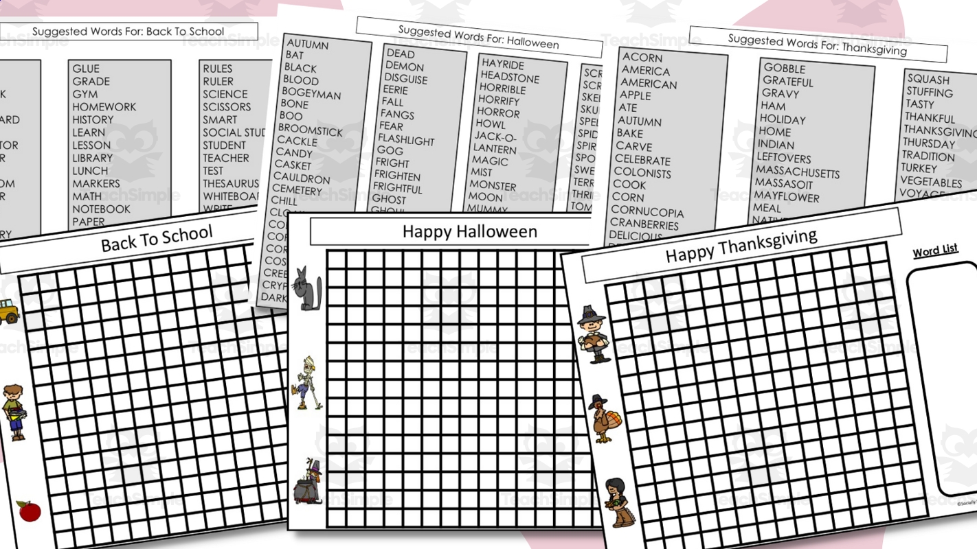 Themed Word Search Templates Editable By Teach Simple