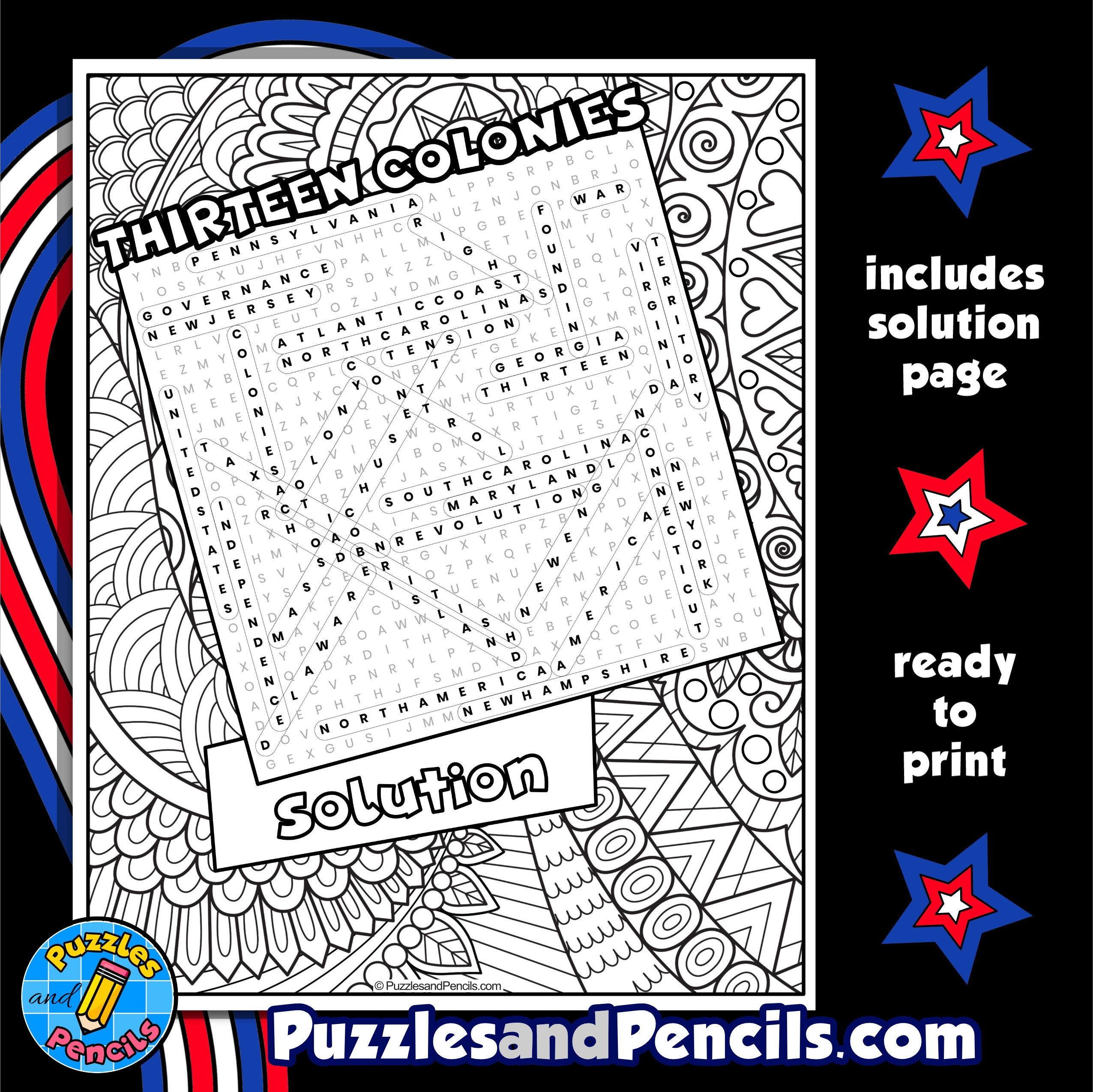 Thirteen Colonies Word Search Puzzle With Coloring US History Wordsearch Made By Teachers Thirteen Colonies Word Search Puzzle With Coloring US History Wordsearch Made By Teachers